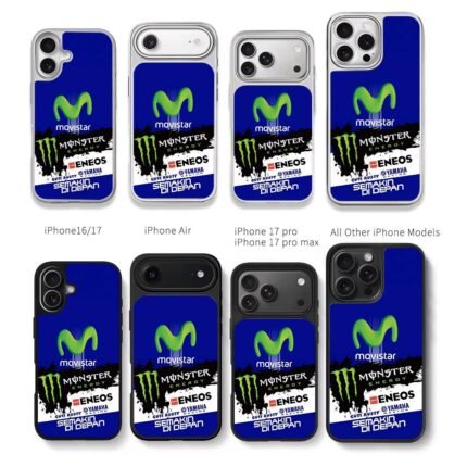 Movistar MonsterEnergy Yamaha ENEOS Chris Brown Phone Case Black Electroplated Silver For Iphone 11 To 17