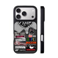 MTB bike brand stickers fox racer iPhone 17 Pro Max Black Case