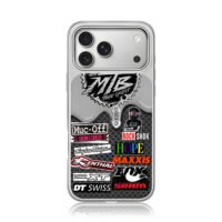 MTB bike brand stickers fox racer iPhone 17 Pro Max Electroplated Silver Case1