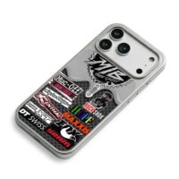 MTB bike brand stickers fox racer iPhone 17 Pro Max Electroplated Silver Case2
