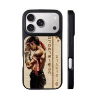 Muay Thai boxer wai kru Thai script iPhone 17 Pro Max Black Case