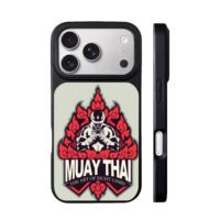Muay Thai boxer with Thai flame iPhone 17 Pro Max Black Case
