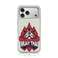 Muay Thai boxer with Thai flame iPhone 17 Pro Max Electroplated Silver Case1