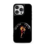 Muay Thai fighter kick graphic iPhone 16 Pro Max Black Case