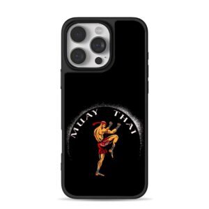 Muay Thai fighter kick graphic iPhone 16 Pro Max Black Case