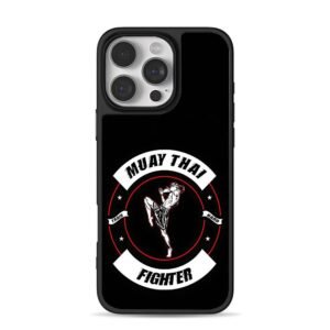 Muay Thai fighter kick logo iPhone 16 Pro Max Black Case