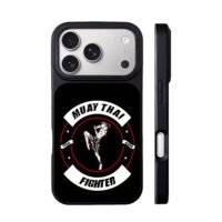 Muay Thai fighter kick logo iPhone 17 Pro Max Black Case