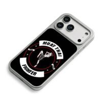 Muay Thai fighter kick logo iPhone 17 Pro Max Electroplated Silver Case2