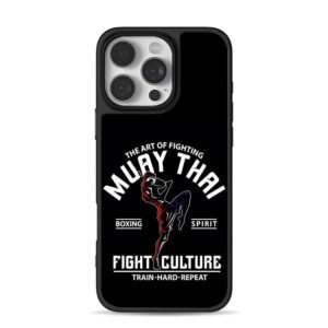 Muay Thai fighter kick training art iPhone 16 Pro Max Black Case