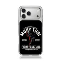 Muay Thai fighter kick training art iPhone 17 Pro Max Electroplated Silver Case1