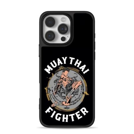 Muay Thai fighter kick with tigers iPhone 16 Pro Max Black Case