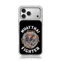 Muay Thai fighter kick with tigers iPhone 17 Pro Max Electroplated Silver Case1