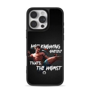 Muay Thai fighter with quote print iPhone 16 Pro Max Black Case