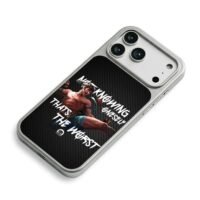 Muay Thai fighter with quote print iPhone 17 Pro Max Electroplated Silver Case2