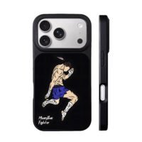 Muay Thai fighter wrapped hands feather iPhone 17 Pro Max Black Case