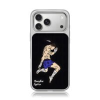 Muay Thai fighter wrapped hands feather iPhone 17 Pro Max Electroplated Silver Case1