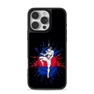 Muay Thai flag splash fighter iPhone 16 Pro Max Black Case