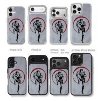Muay Thai kick boxer red circle Chris Brown Phone Case Black Electroplated Silver For Iphone 11 To 17