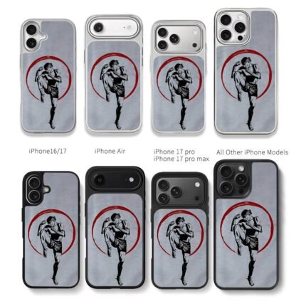 Muay Thai kick boxer red circle Chris Brown Phone Case Black Electroplated Silver For Iphone 11 To 17