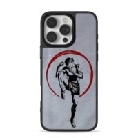 Muay Thai kick boxer red circle iPhone 16 Pro Max Black Case