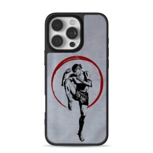 Muay Thai kick boxer red circle iPhone 16 Pro Max Black Case