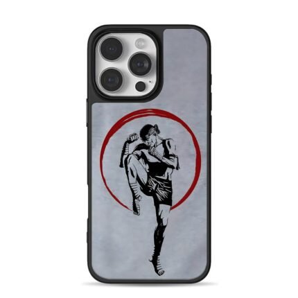Muay Thai kick boxer red circle iPhone 16 Pro Max Black Case