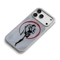 Muay Thai kick boxer red circle iPhone 17 Pro Max Electroplated Silver Case2