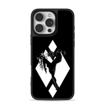 Muay Thai kick diamond silhouette iPhone 16 Pro Max Black Case