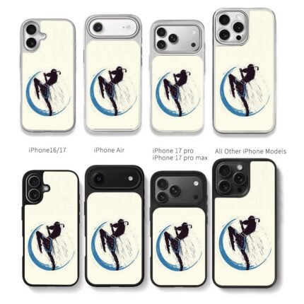Muay Thai kick silhouette blue ink Chris Brown Phone Case Black Electroplated Silver For Iphone 11 To 17