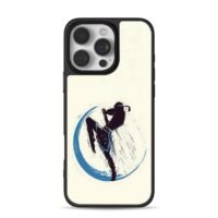 Muay Thai kick silhouette blue ink Phone Case for iPhone 11-17 & Samsung Galaxy S24-S26