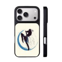 Muay Thai kick silhouette blue ink iPhone 17 Pro Max Black Case