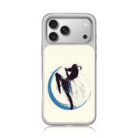 Muay Thai kick silhouette blue ink iPhone 17 Pro Max Electroplated Silver Case1