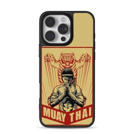 Muay Thai praying boxer with tiger iPhone 16 Pro Max Black Case