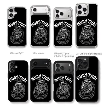 Muay Thai tiger Thai talisman art Chris Brown Phone Case Black Electroplated Silver For Iphone 11 To 17