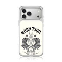 Muay Thai twin tigers Thai tattoo iPhone 17 Pro Max Electroplated Silver Case1