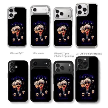 Multiple Satoru Gojo JJK anime art Chris Brown Phone Case Black Electroplated Silver For Iphone 11 To 17