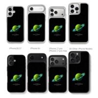 Music of Spheres green ring planet Chris Brown Phone Case Black Electroplated Silver For Iphone 11 To 17
