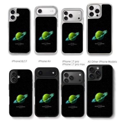 Music of Spheres green ring planet Chris Brown Phone Case Black Electroplated Silver For Iphone 11 To 17
