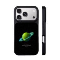 Music of Spheres green ring planet iPhone 17 Pro Max Black Case