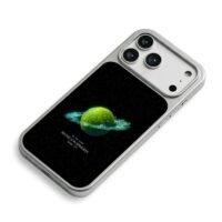 Music of Spheres green ring planet iPhone 17 Pro Max Electroplated Silver Case2