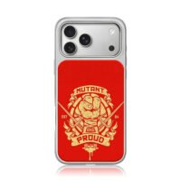 Mutant And Proud TMNT Fist Badge iPhone 17 Pro Max Electroplated Silver Case1