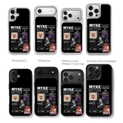 Myke Towers photo collage with text Chris Brown Phone Case Black Electroplated Silver For Iphone 11 To 17