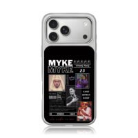 Myke Towers photo collage with text iPhone 17 Pro Max Electroplated Silver Case1