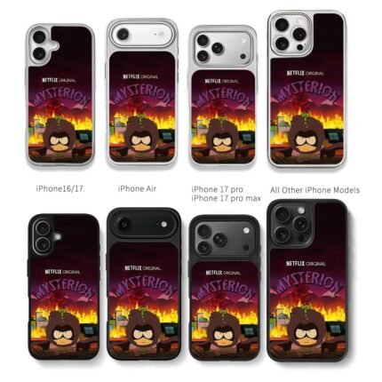 Mysterion South Park Netflix fire Chris Brown Phone Case Black Electroplated Silver For Iphone 11 To 17