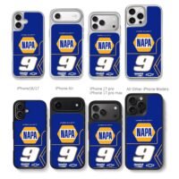 NAPA 9 Chase Elliott Hendrick Chris Brown Phone Case Black Electroplated Silver For Iphone 11 To 17