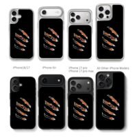 Naruto Kurama Claw Slash Red Eye Chris Brown Phone Case Black Electroplated Silver For Iphone 11 To 17