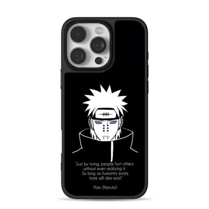 Naruto Pain portrait with quote iPhone 16 Pro Max Black Case