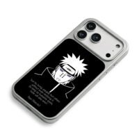 Naruto Pain portrait with quote iPhone 17 Pro Max Electroplated Silver Case2