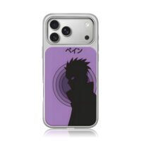 Naruto Pain rinnegan purple shadow iPhone 17 Pro Max Electroplated Silver Case1