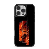 Naruto Uzumaki with Kurama in flame iPhone 16 Pro Max Black Case